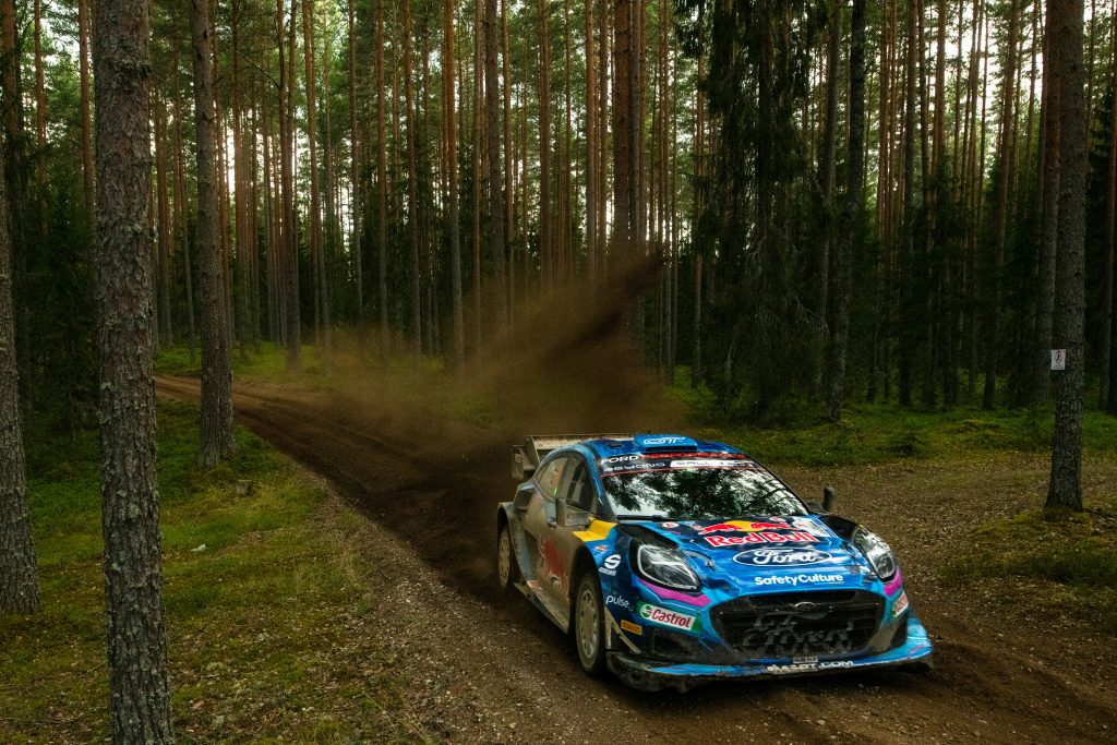 Ott Tänak is seen competing during day two of Rally Estonia