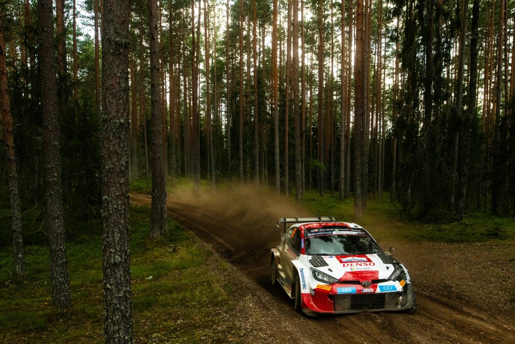 Kalle Rovanperä is seen competing during day two of Rally Estonia