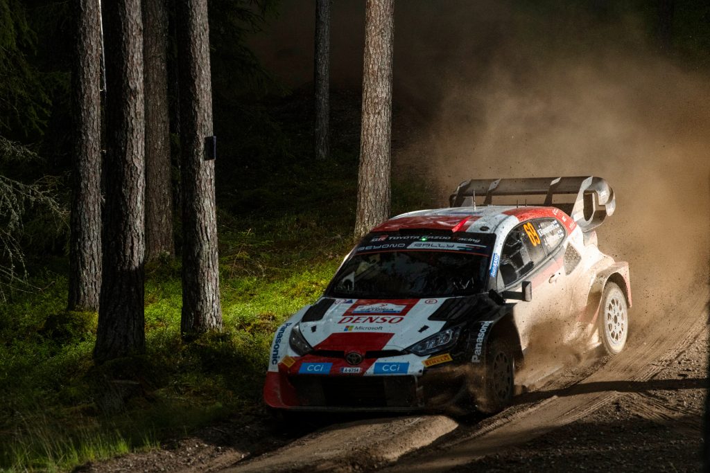 Kalle Rovanperä is seen competing during day two of Rally Estonia