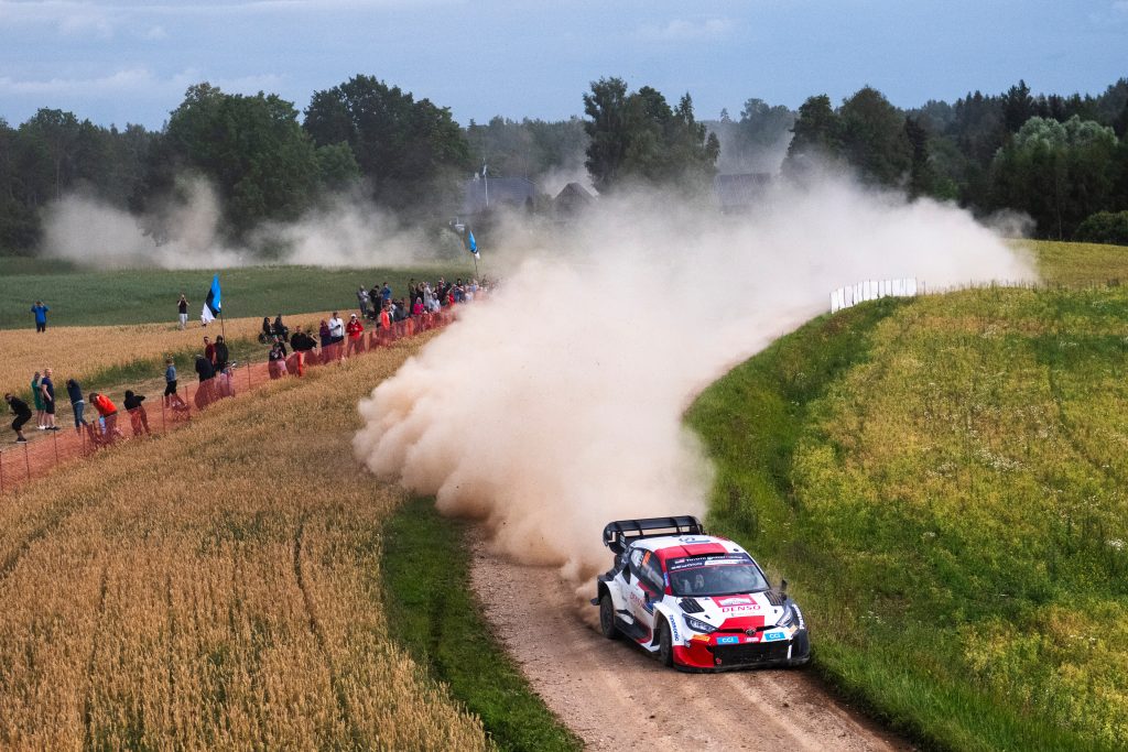 Kalle Rovanperä is seen competing on day three of Rally Estonia