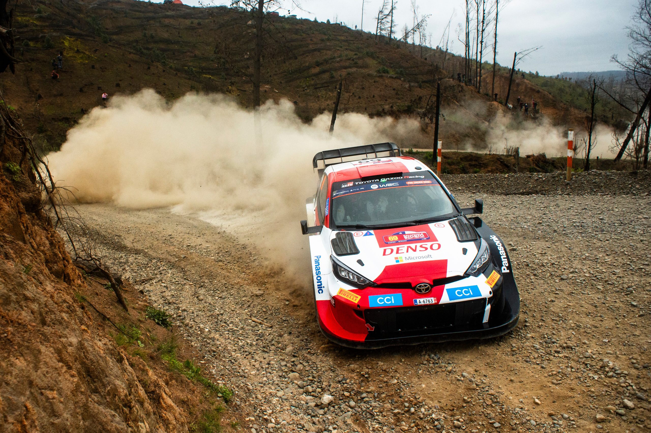 Kalle Rovanperä is seen competing at the 11th round of the 2023 WRC season Rally Chile BioBio