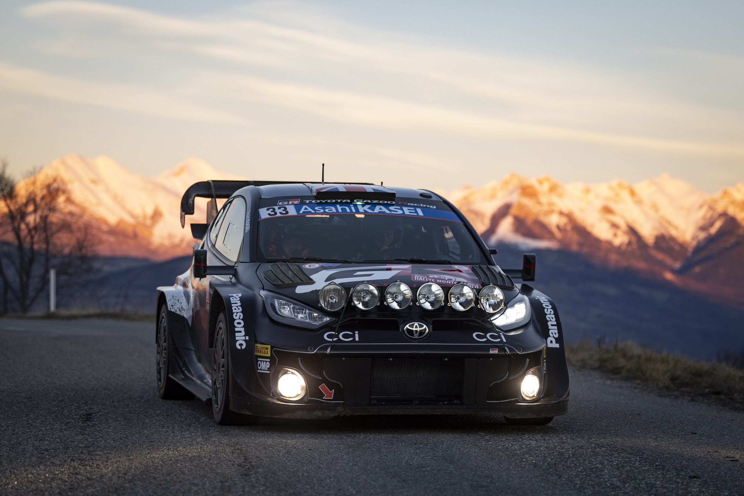 Elfyn Evans is seen competing on the shakedown of Rallye Monte-Carlo